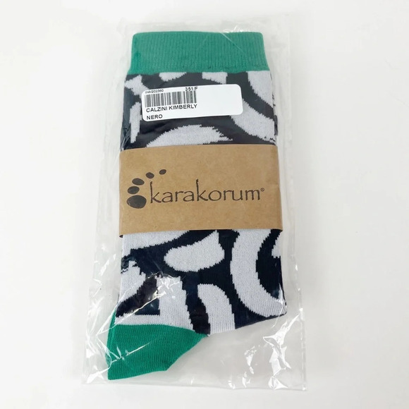 Karakoram Womens Socks Green Black White NWT Calzini Kimberly Nero - Picture 1 of 3